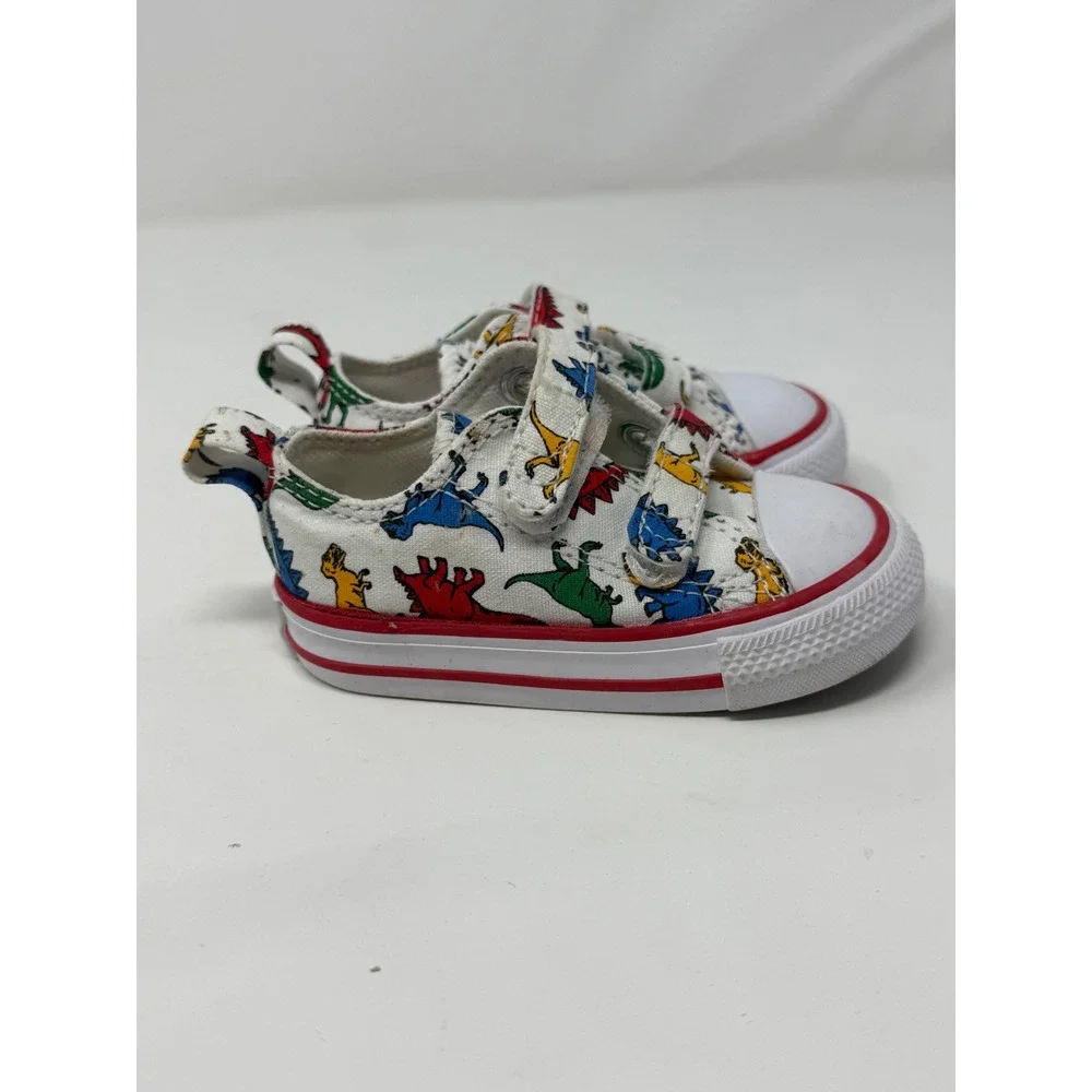 Converse Chuck Taylor All Star 2V Dinosaur Print Infant Size 4 White 766711F
